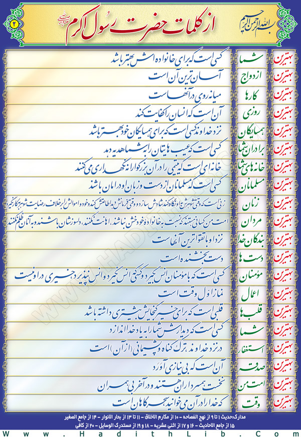 تصویر حدیثی : بهترین ها
